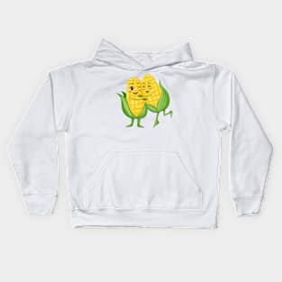 Cute corn couple hugging each other Kids Hoodie